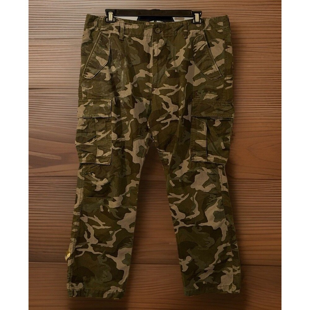 Gap Built Out Cargo Pants Men 34x32 Green Camo Utility Straight Leg Grunge 2016 - Picture 1 of 14